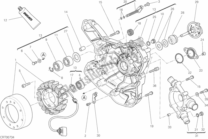 Alle onderdelen voor de Waterpomp-altr-zijde Crnkcse Deksel van de Ducati Monster 821 Dark USA 2016